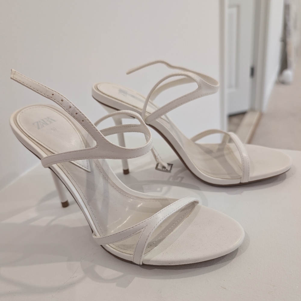 Zara White Strappy Heels